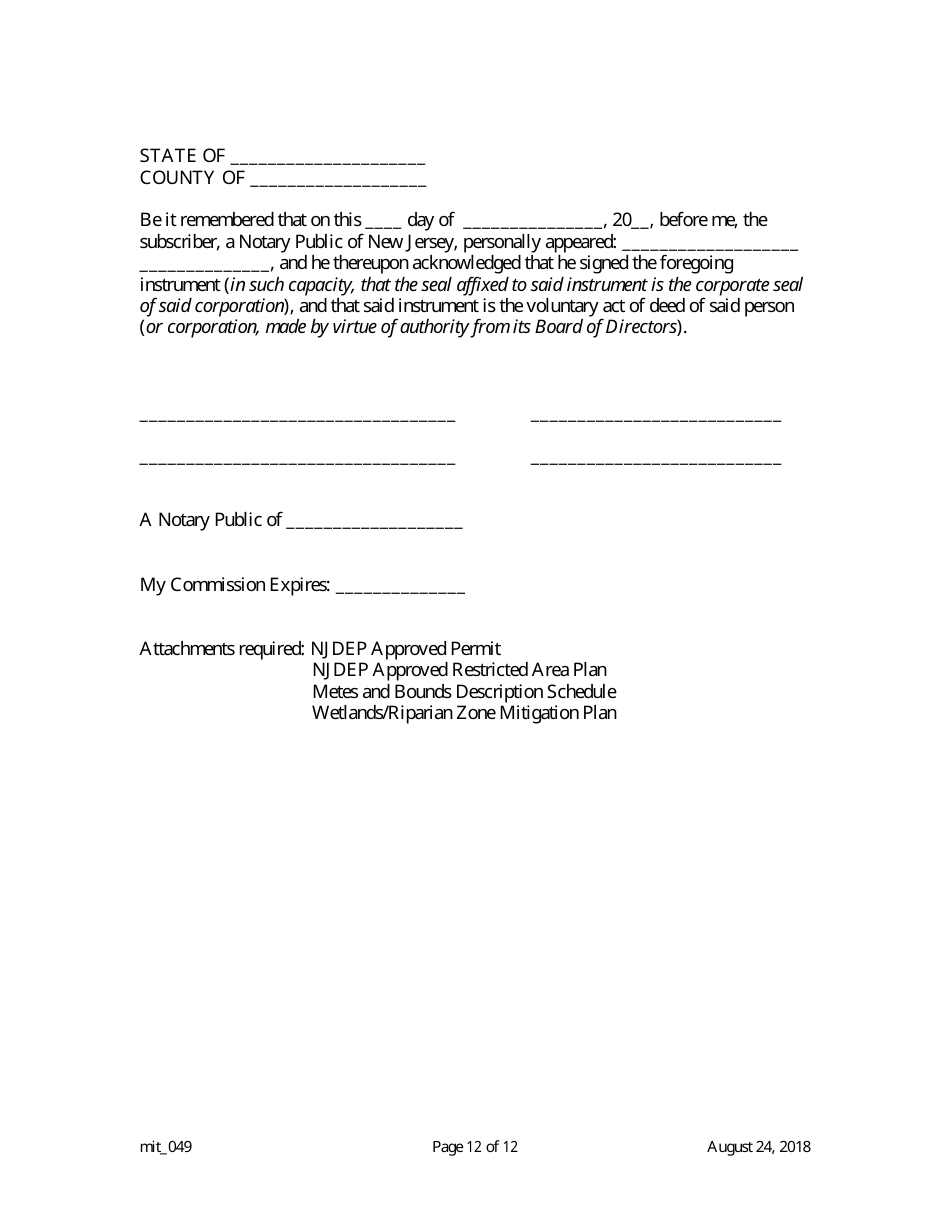Grant of Conservation Restriction (Wetland Mitigation / Riparian Zone Mitigation) - New Jersey, Page 12