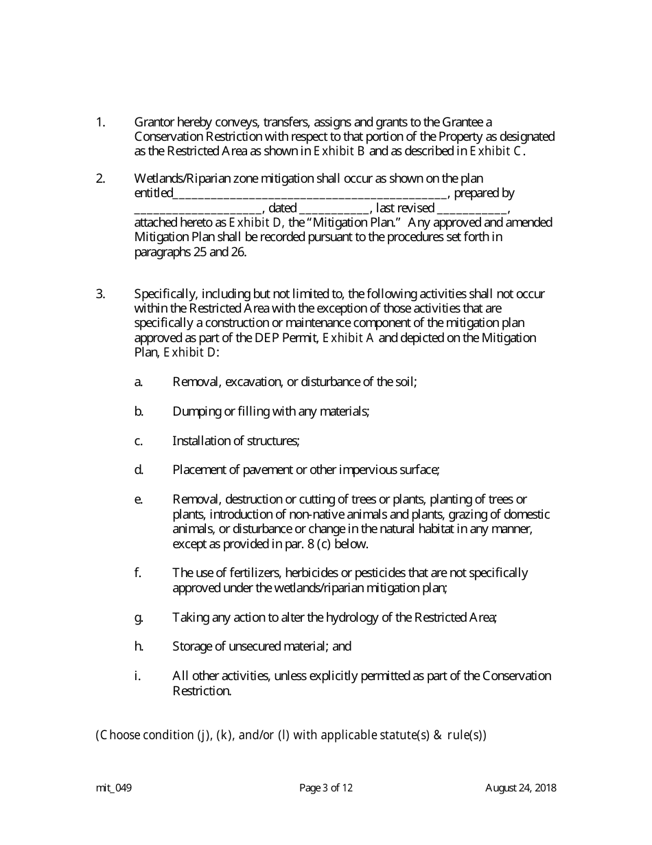 Grant of Conservation Restriction (Wetland Mitigation / Riparian Zone Mitigation) - New Jersey, Page 3
