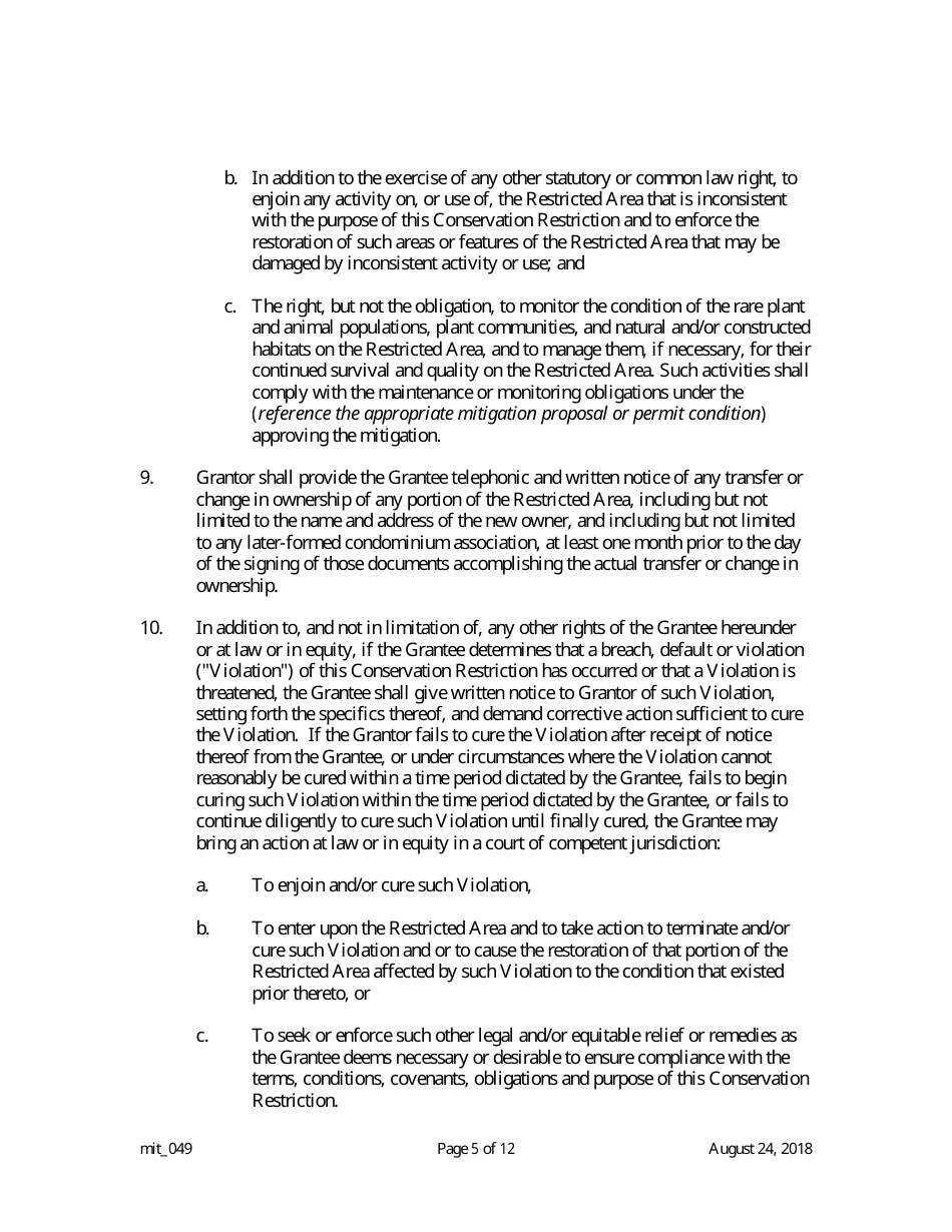 Grant of Conservation Restriction (Wetland Mitigation / Riparian Zone Mitigation) - New Jersey, Page 5