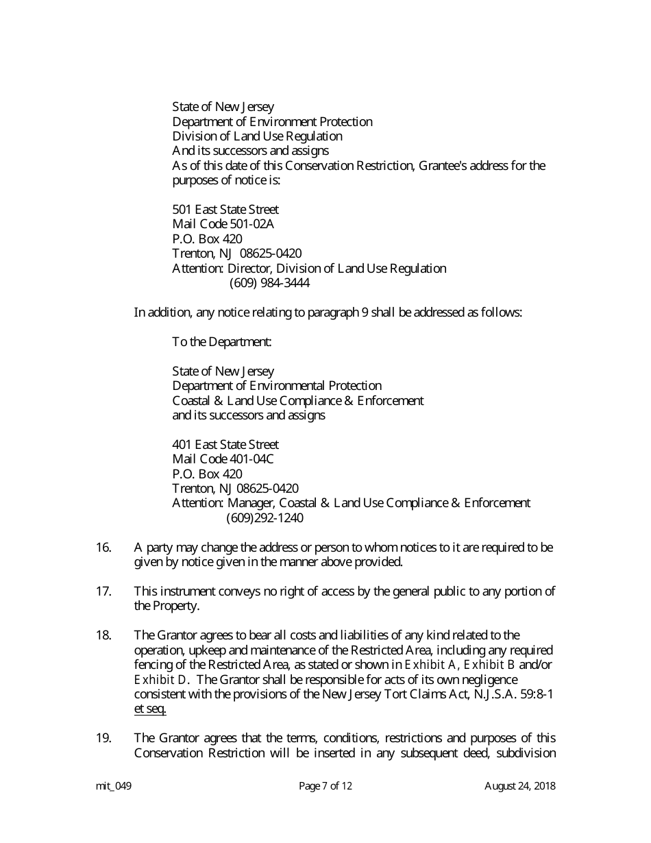 Grant of Conservation Restriction (Wetland Mitigation / Riparian Zone Mitigation) - New Jersey, Page 7