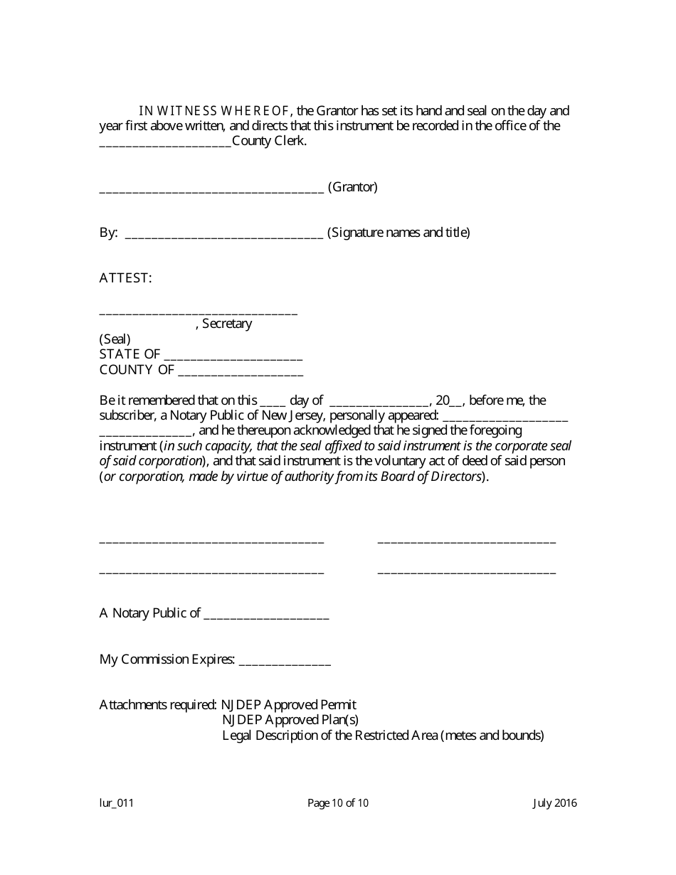 Grant of Conservation Restriction / Easement (Dune Area) - New Jersey, Page 10