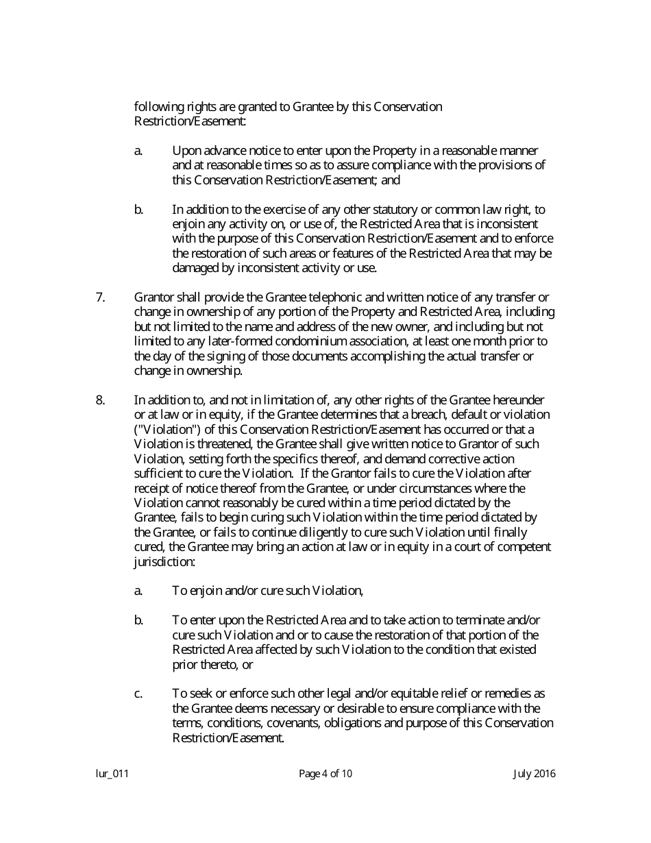 Grant of Conservation Restriction / Easement (Dune Area) - New Jersey, Page 4