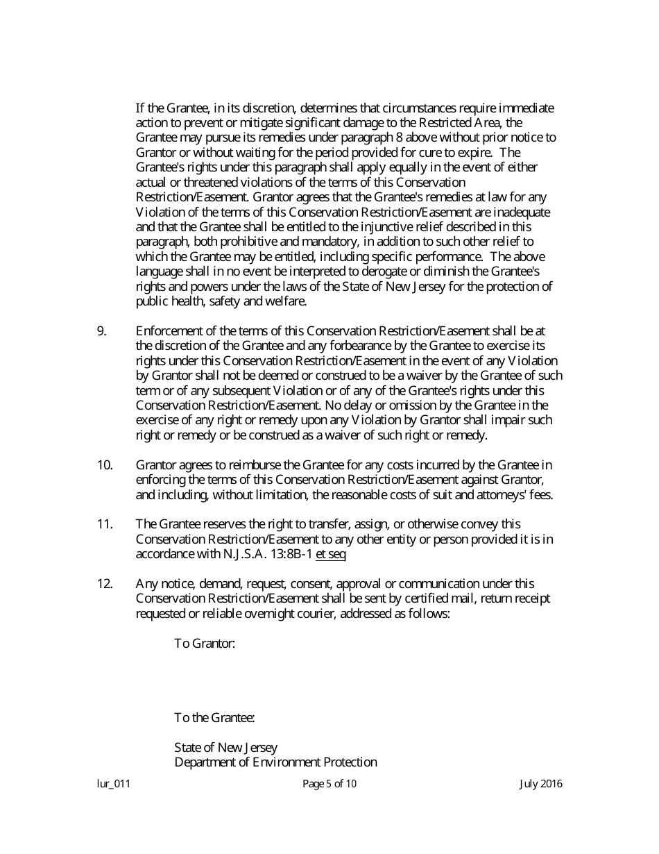 Grant of Conservation Restriction / Easement (Dune Area) - New Jersey, Page 5