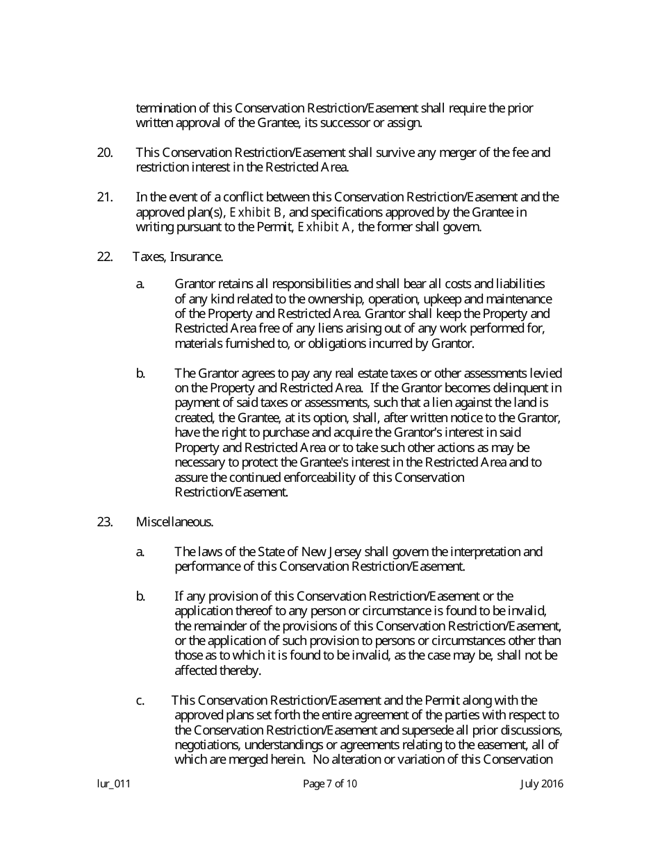 Grant of Conservation Restriction / Easement (Dune Area) - New Jersey, Page 7