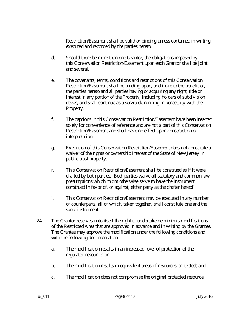 Grant of Conservation Restriction / Easement (Dune Area) - New Jersey, Page 8