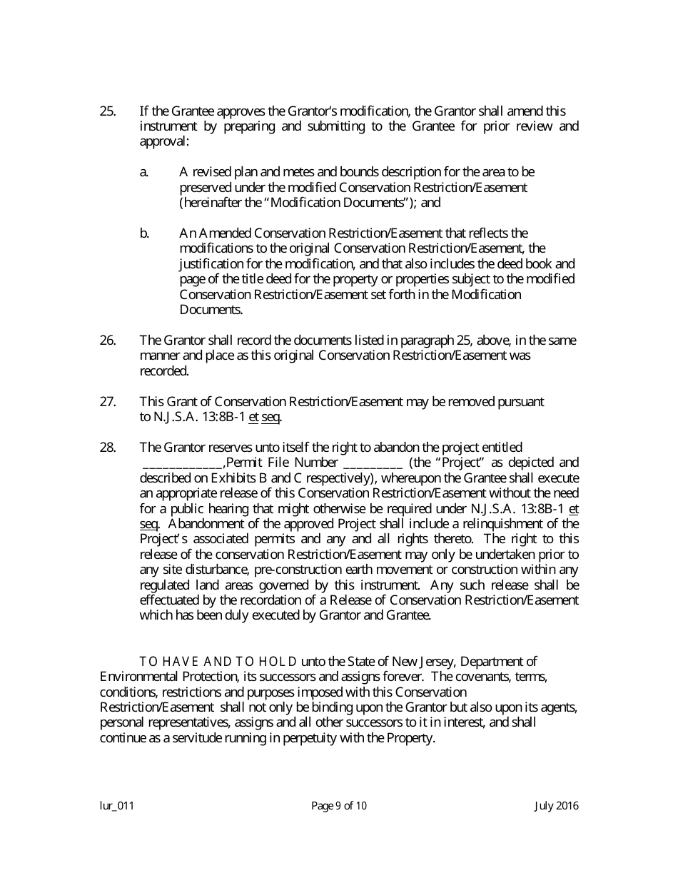 Grant of Conservation Restriction / Easement (Dune Area) - New Jersey, Page 9