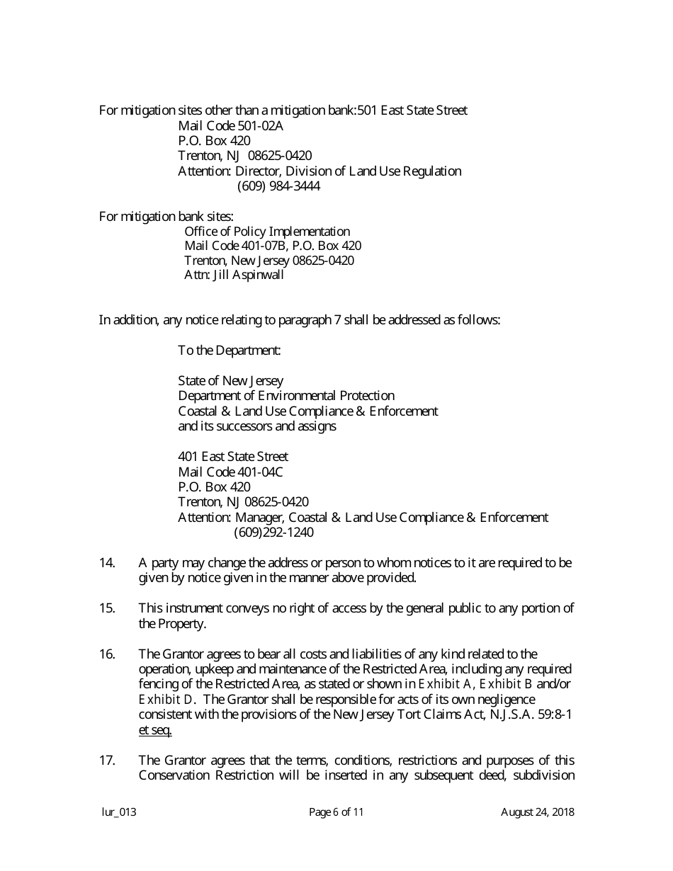 Grant of Conservation Restriction (Riparian Zone Mitigation) - New Jersey, Page 6