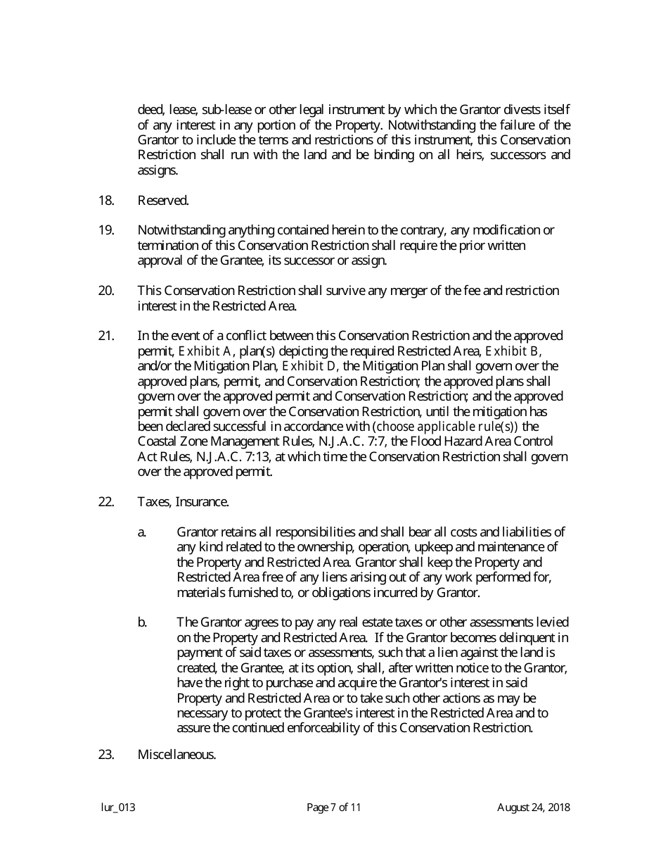Grant of Conservation Restriction (Riparian Zone Mitigation) - New Jersey, Page 7