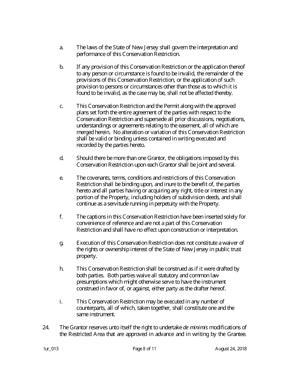 Grant of Conservation Restriction (Riparian Zone Mitigation) - New Jersey, Page 8