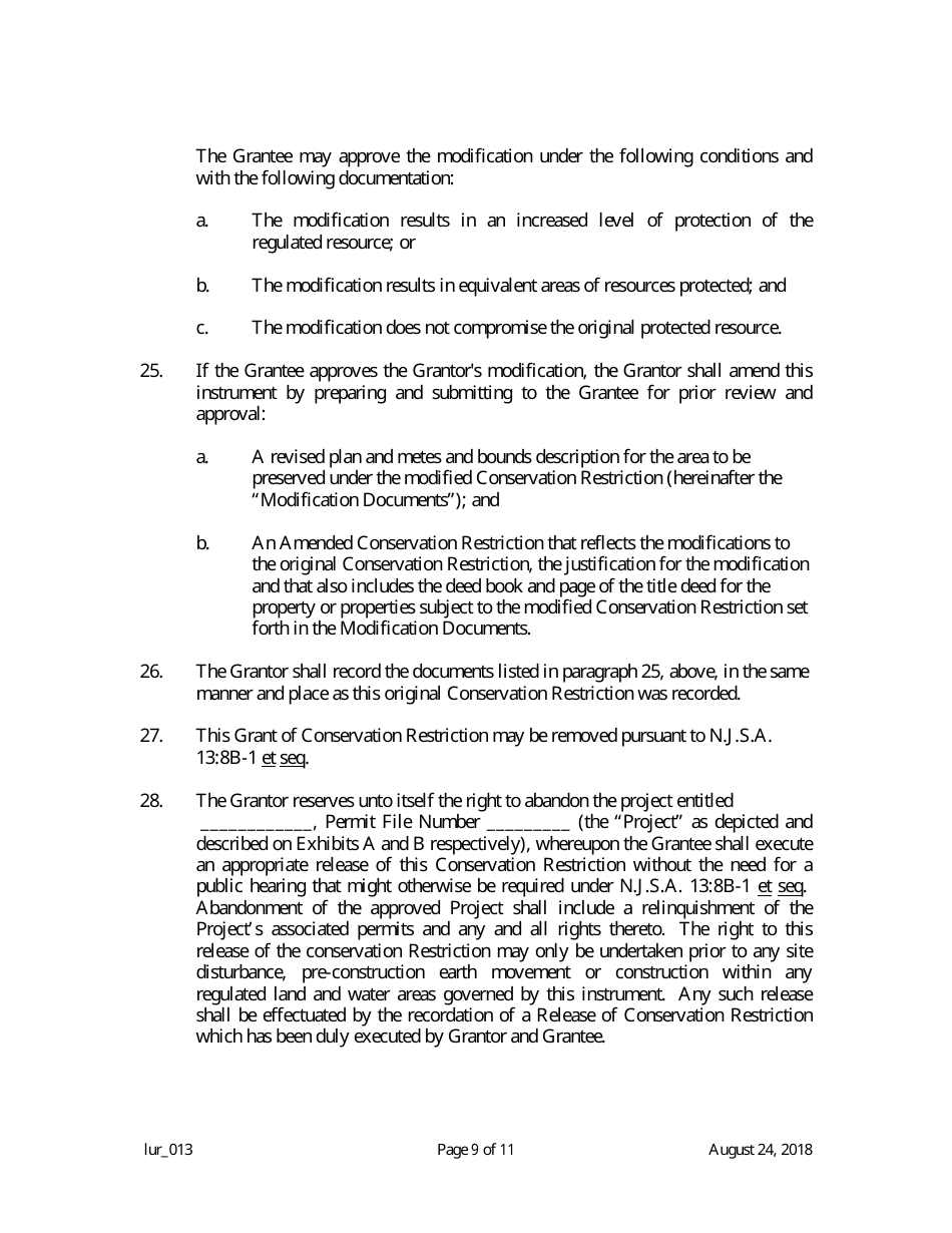 Grant of Conservation Restriction (Riparian Zone Mitigation) - New Jersey, Page 9