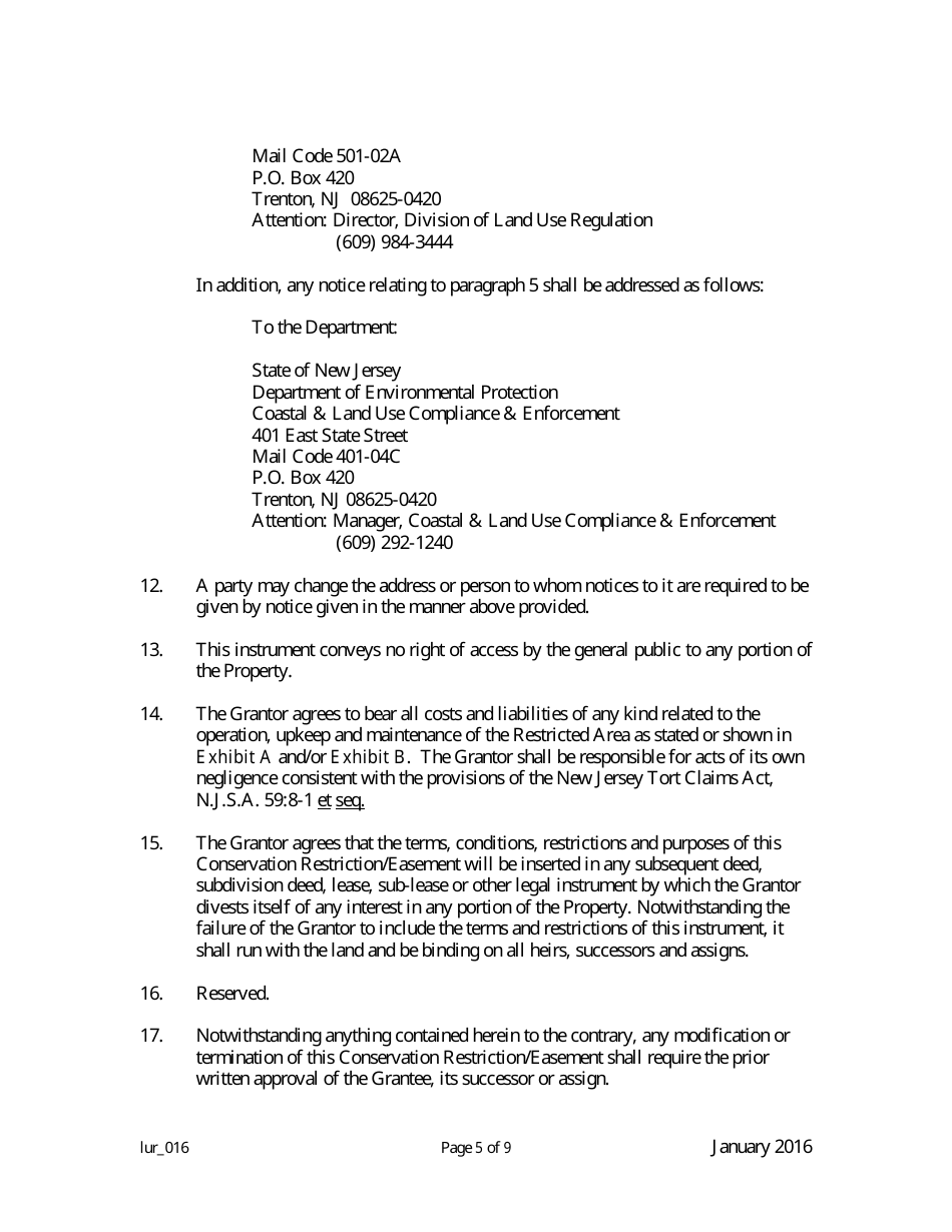 Grant of Conservation Restriction / Easement (Shore Protection Structure Area) - New Jersey, Page 5