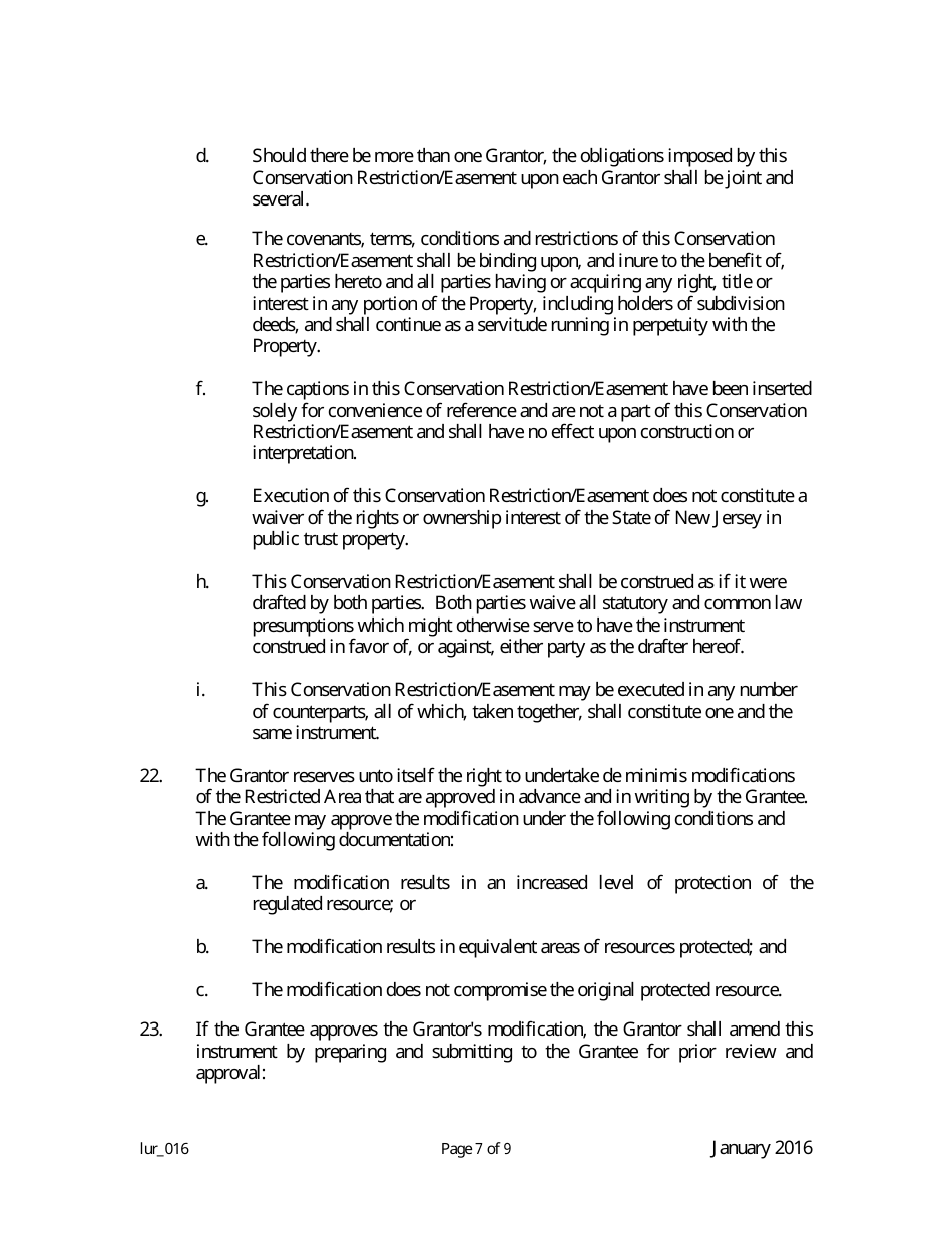 Grant of Conservation Restriction / Easement (Shore Protection Structure Area) - New Jersey, Page 7