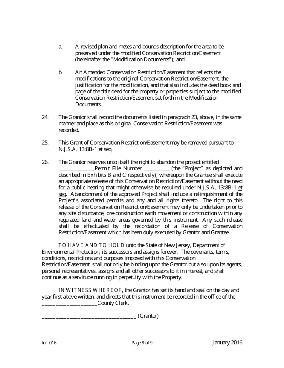 Grant of Conservation Restriction / Easement (Shore Protection Structure Area) - New Jersey, Page 8