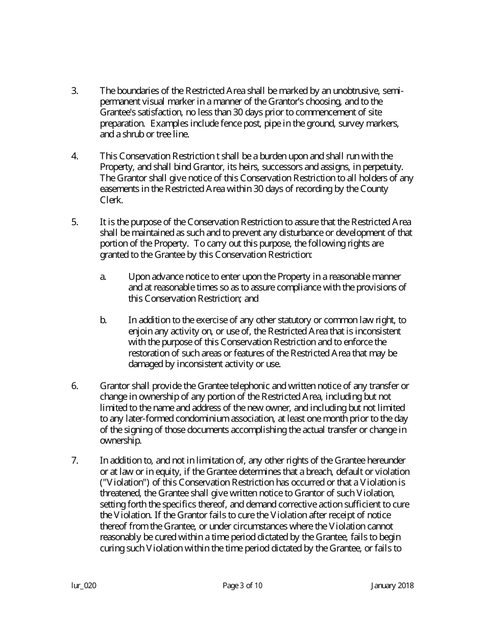 Grant of Conservation Restriction (Transition Area Waiver) - New Jersey, Page 3