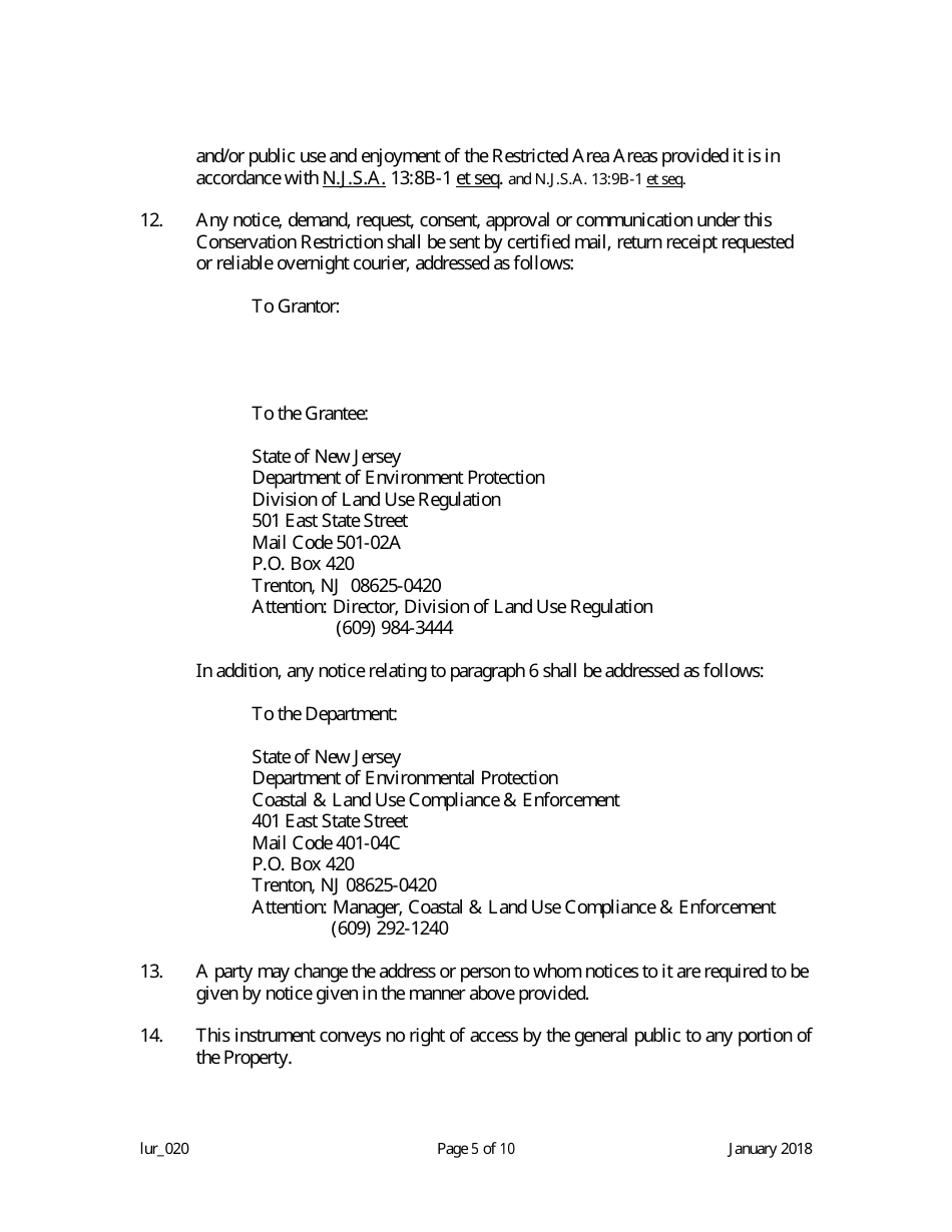 Grant of Conservation Restriction (Transition Area Waiver) - New Jersey, Page 5