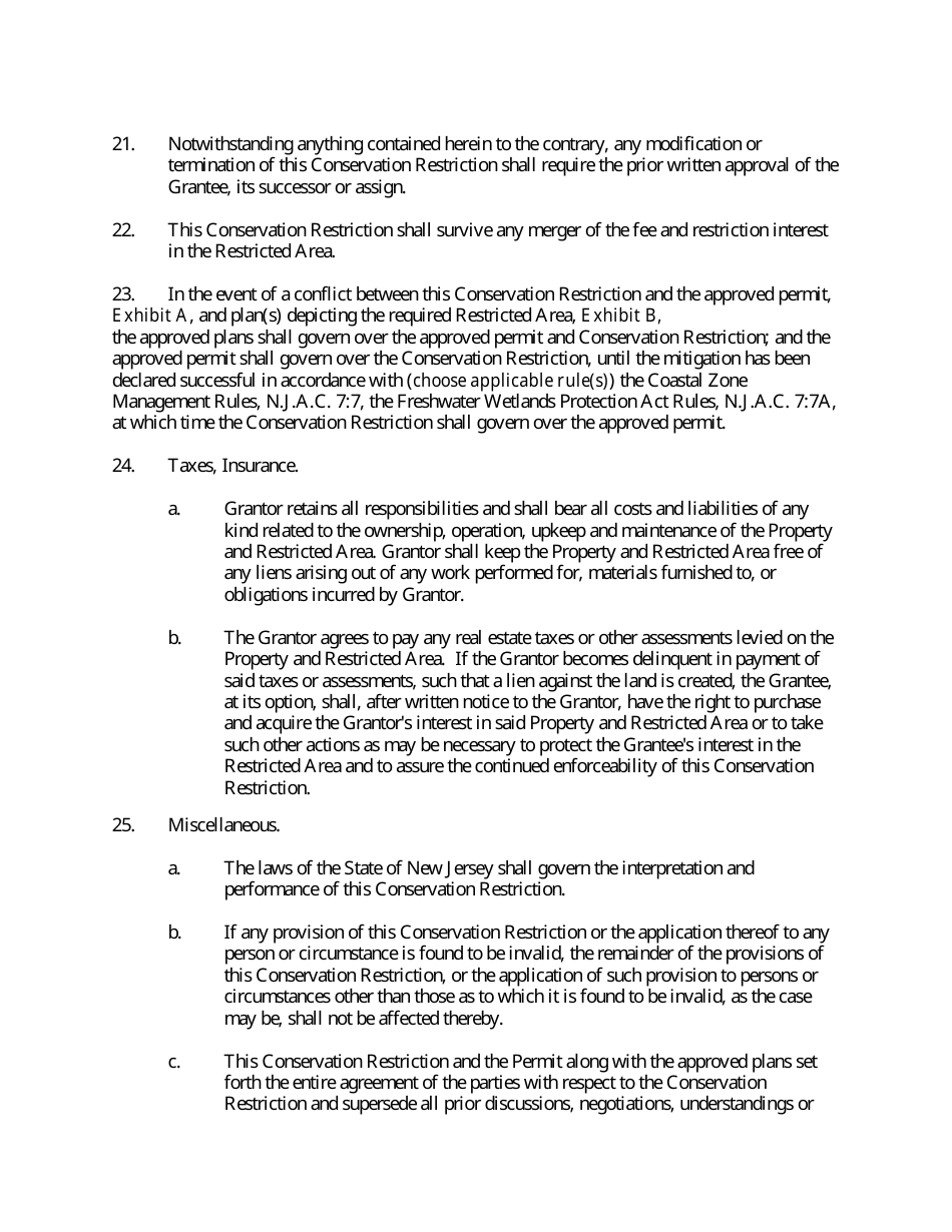 Grant of Conservation Restriction (Intertidal / Subtidal Mitigation Site Area) - New Jersey, Page 7
