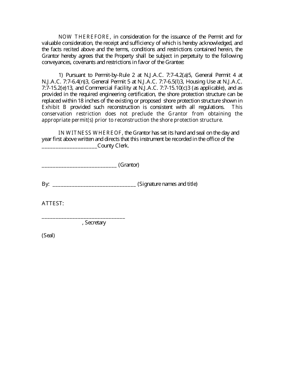 Declaration of Conservation Restriction (Shore Protection Structure Reconstruction Within 18) - New Jersey, Page 2