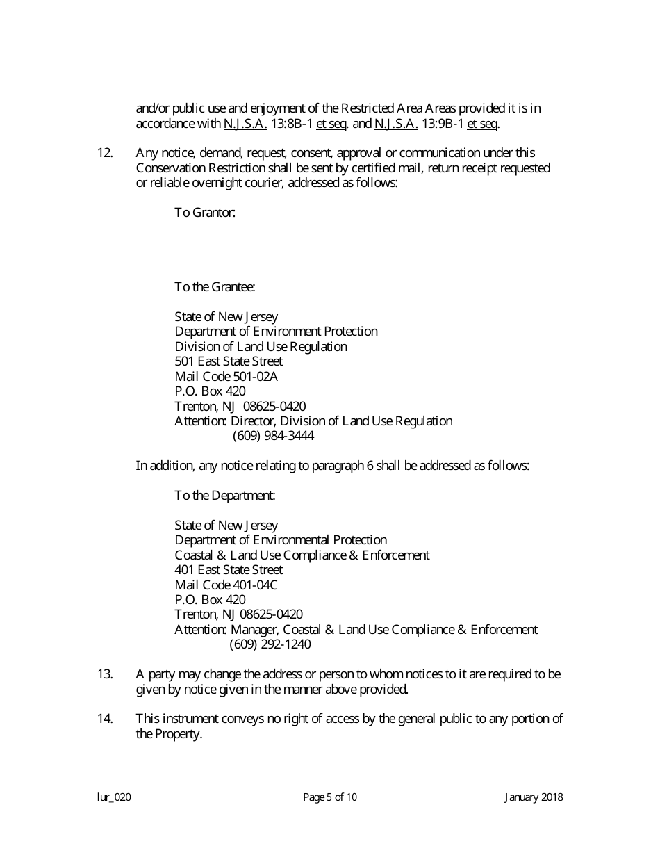 Grant of Conservation Restriction (Transition Area Waiver Averaging Plan) - New Jersey, Page 5