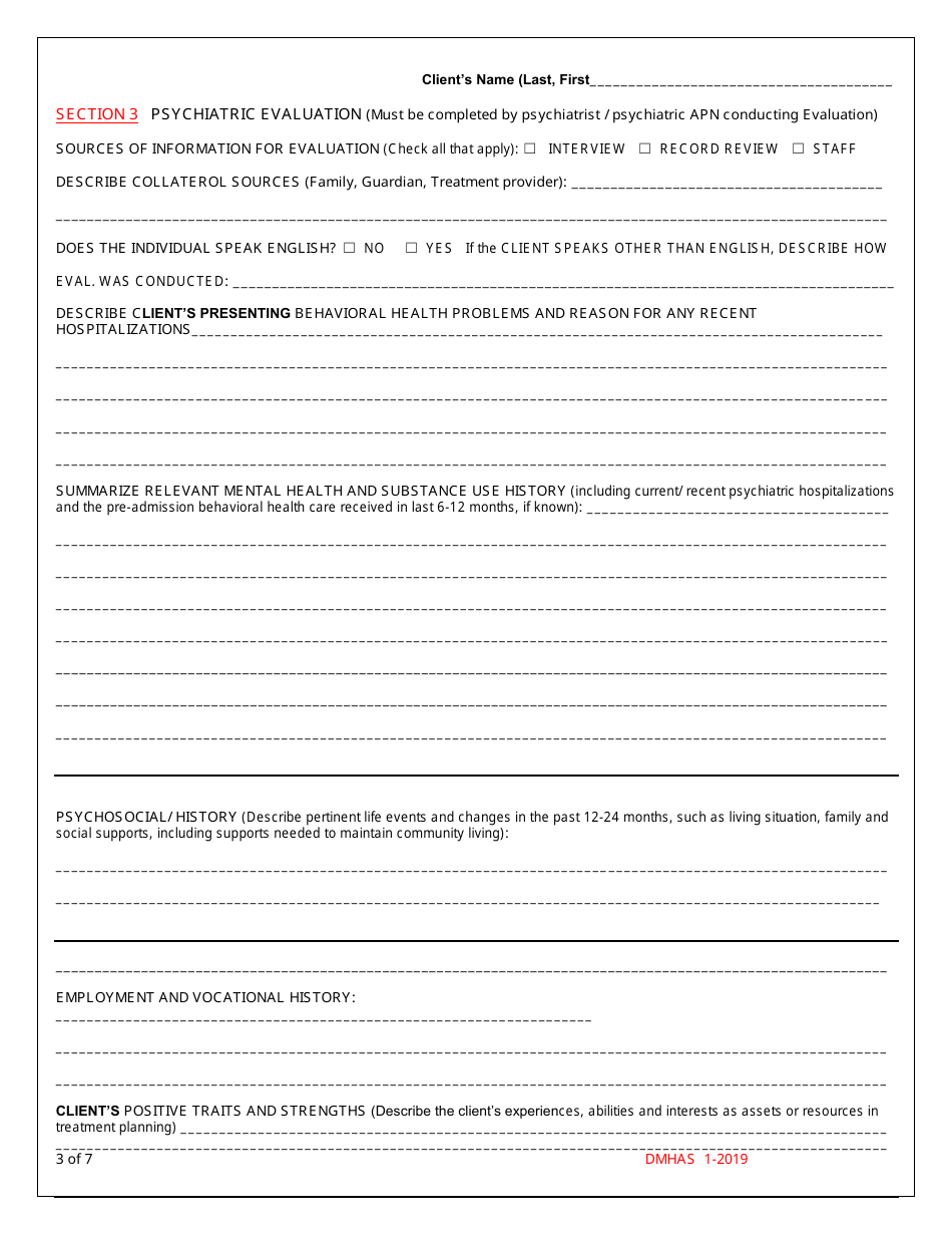 Pasrr Level II Psychiatric Evaluation - New Jersey, Page 3