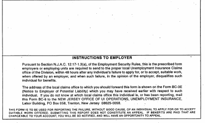 Form BC-6 Notice of Failure to Apply for, or to Accept, Suitable Work - New Jersey, Page 2
