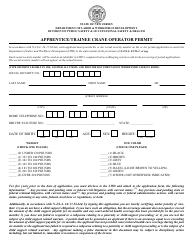 Document preview: Apprentice/Trainee Crane Operator Permit - New Jersey