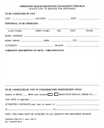 NJDMAVA Form 2 &quot;Separation Request-Retention Management Program&quot; - New Jersey