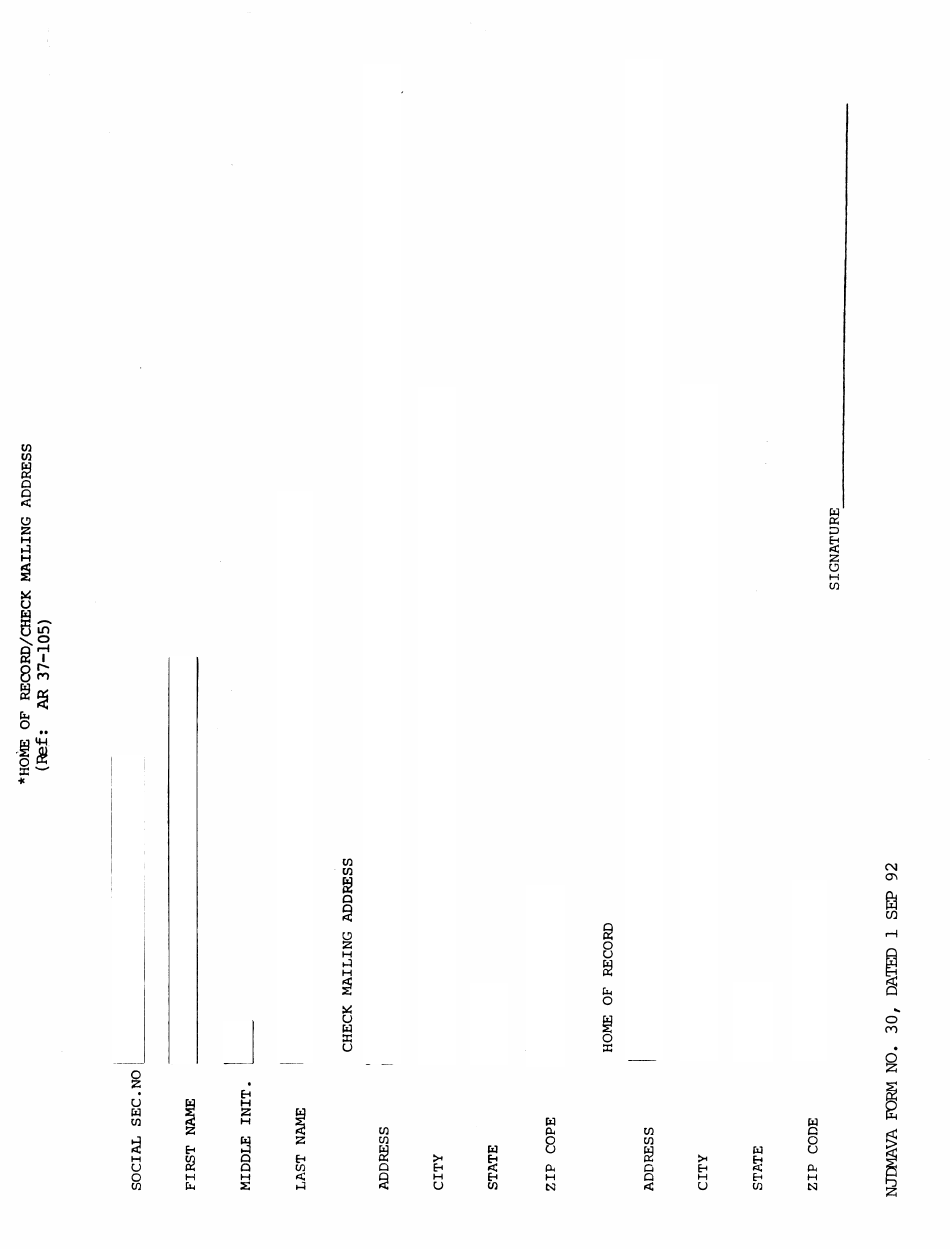 NJDMAVA Form 30 Download Fillable PDF or Fill Online Check Mailing