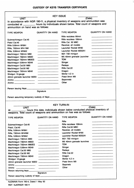 NJDMAVA Form 190-4  Printable Pdf