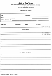 Document preview: NJDMAVA Form 230.05-2 Attendance Sheet - New Jersey