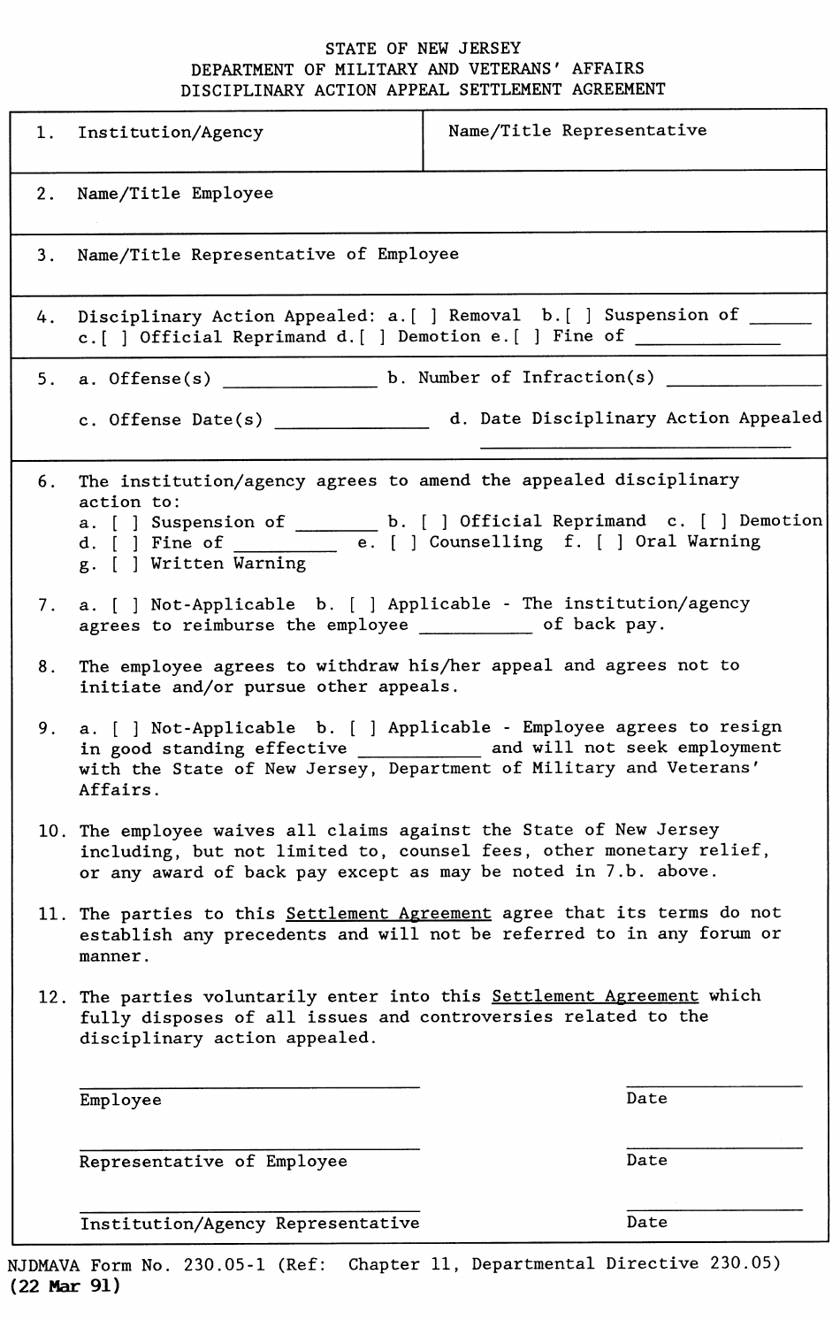 NJDMAVA Form 230.051 Fill Out, Sign Online and Download Printable