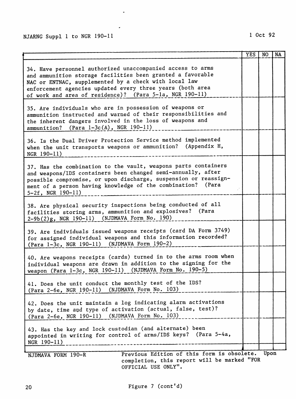 NJDMAVA Form 190 Physical Security Inspection Checklist - New Jersey, Page 4