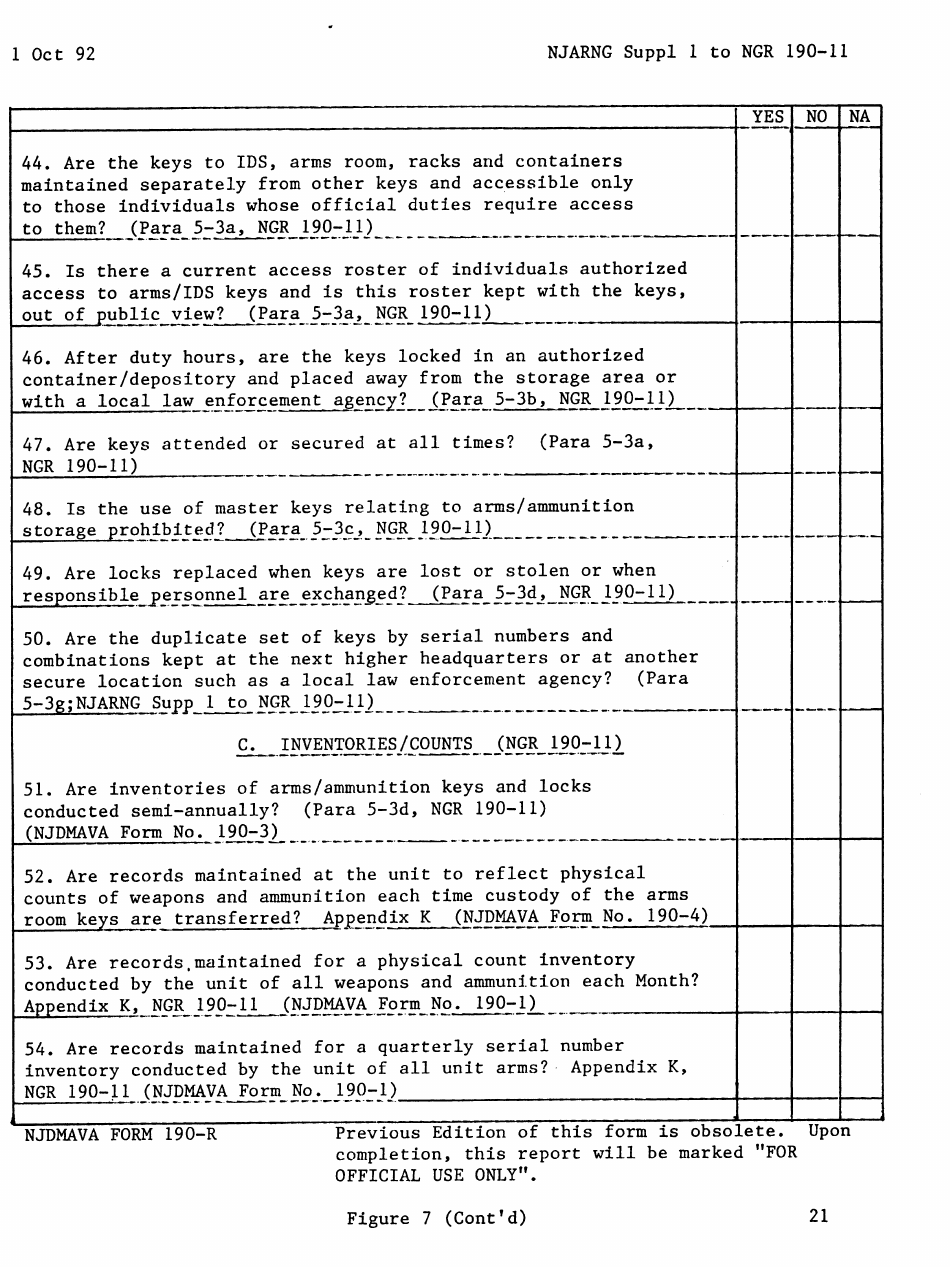 NJDMAVA Form 190 Physical Security Inspection Checklist - New Jersey, Page 5