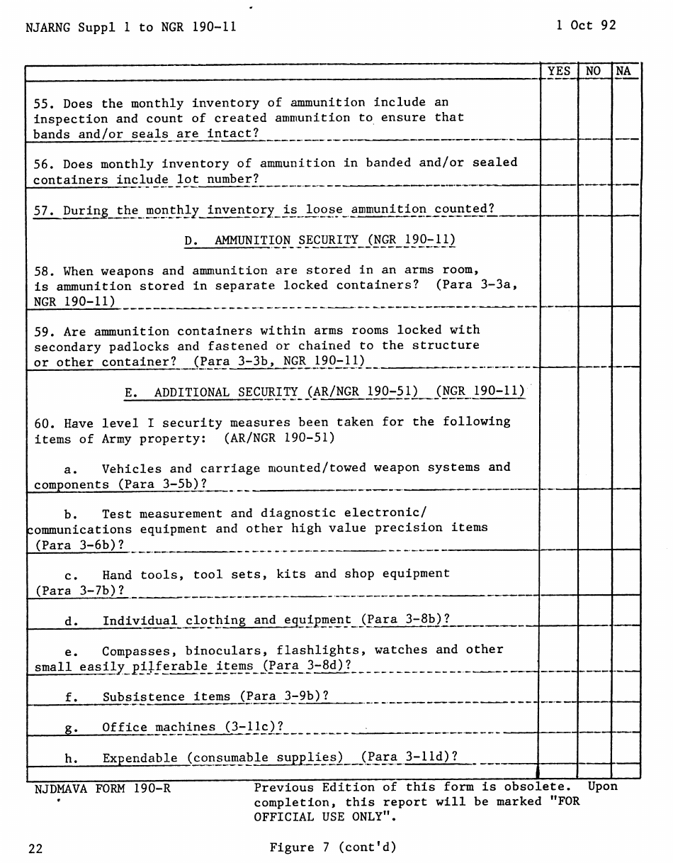 NJDMAVA Form 190 Physical Security Inspection Checklist - New Jersey, Page 6