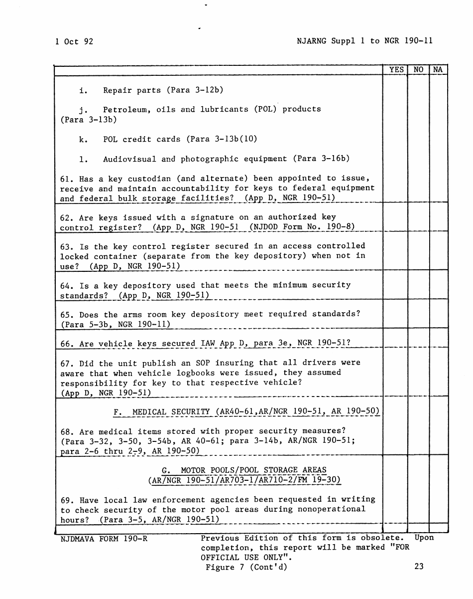 NJDMAVA Form 190 Physical Security Inspection Checklist - New Jersey, Page 7