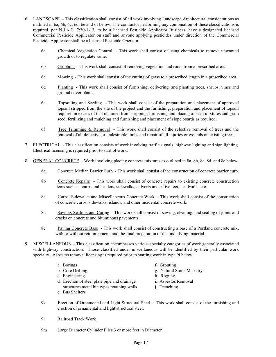 Form DC74A Contractors Financial and Equipment Statement Experience Questionnaire and Past Performance Record - New Jersey, Page 17