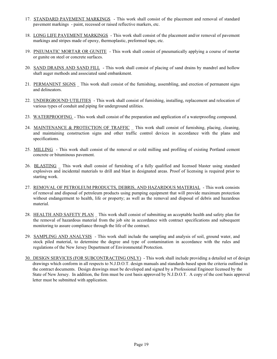 Form DC74A Contractors Financial and Equipment Statement Experience Questionnaire and Past Performance Record - New Jersey, Page 19