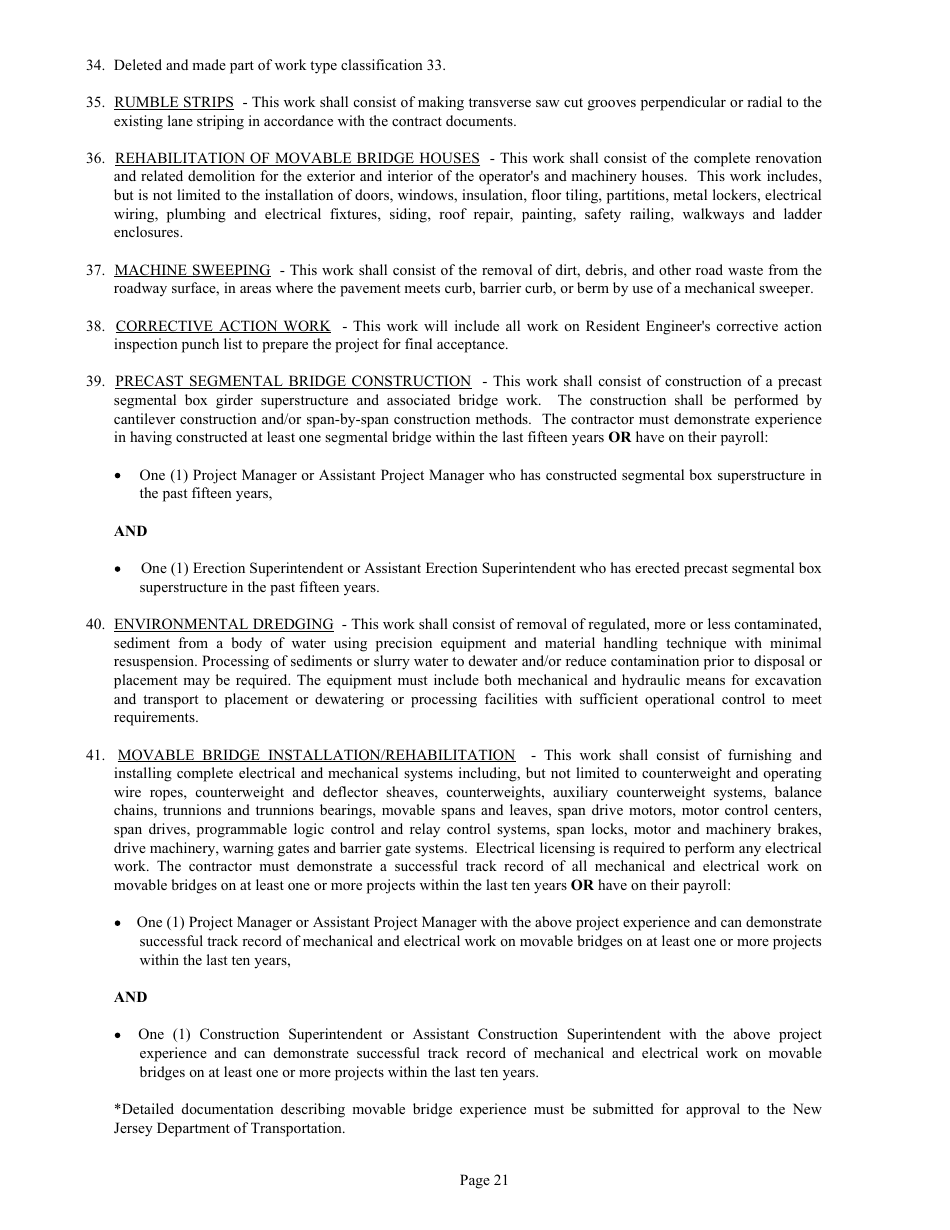 Form DC74A Contractors Financial and Equipment Statement Experience Questionnaire and Past Performance Record - New Jersey, Page 21