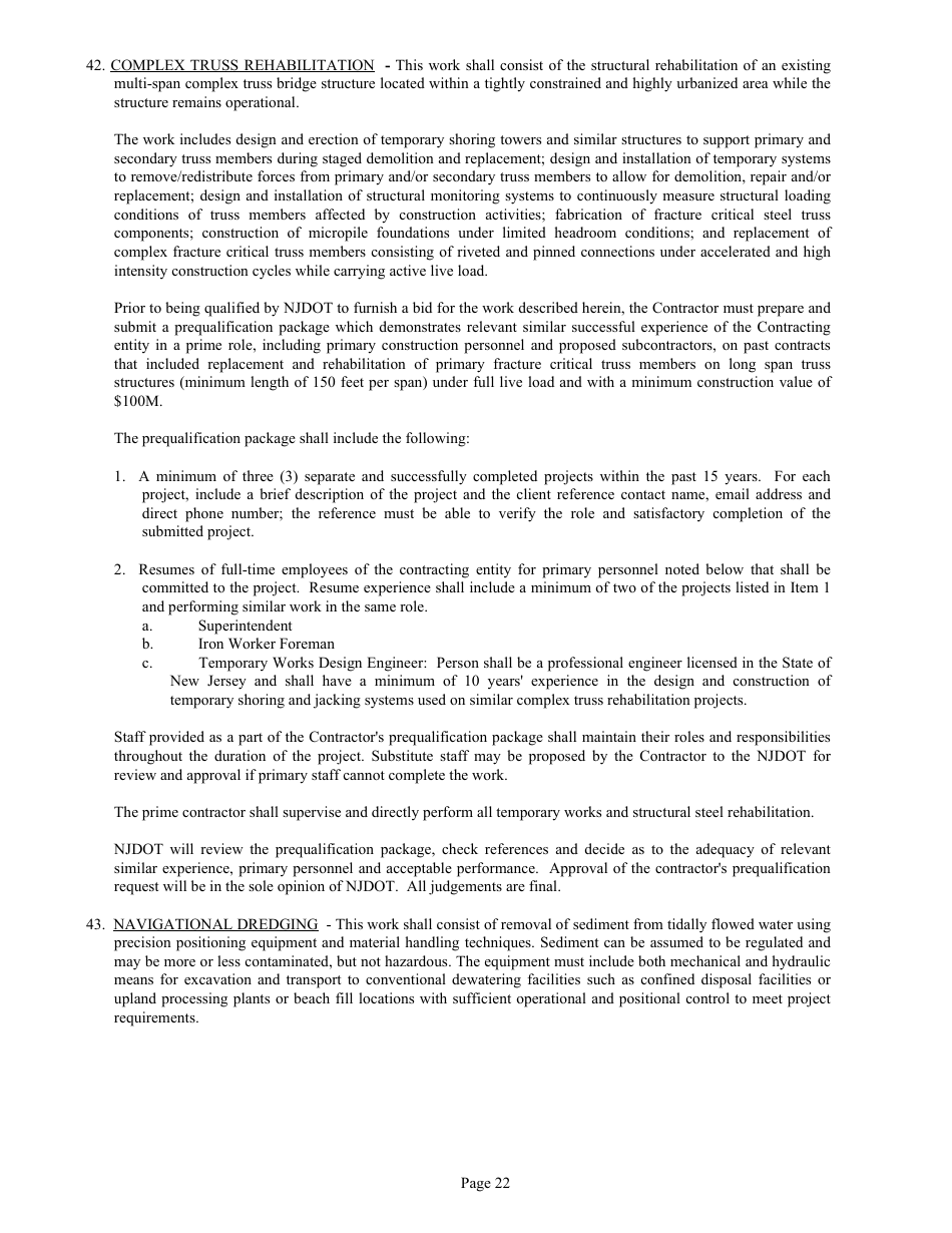 Form DC74A Contractors Financial and Equipment Statement Experience Questionnaire and Past Performance Record - New Jersey, Page 22