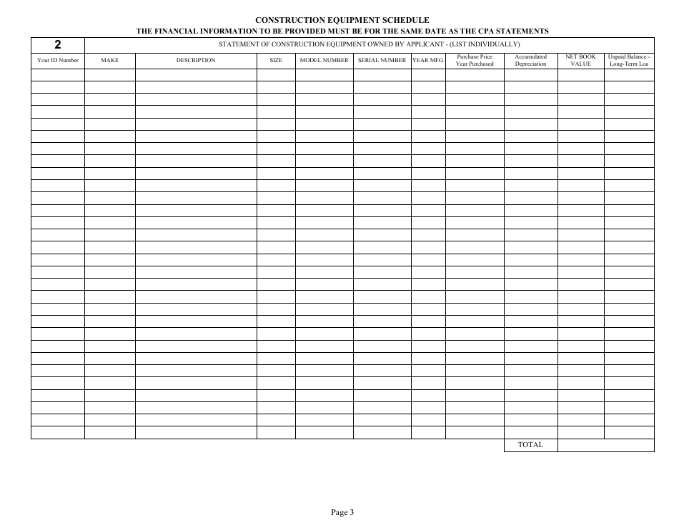 Form DC74A Contractors Financial and Equipment Statement Experience Questionnaire and Past Performance Record - New Jersey, Page 3