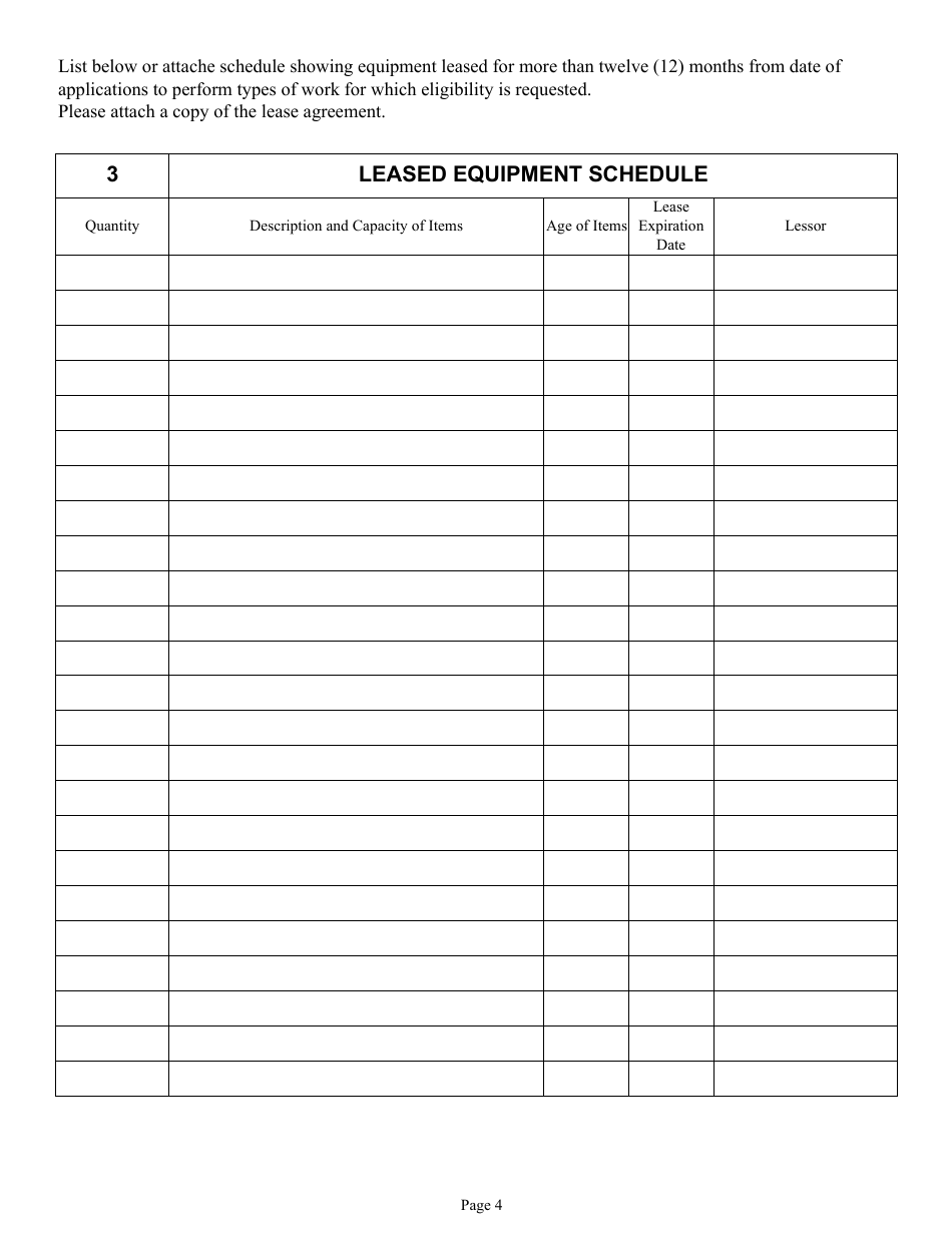 Form DC74A Contractors Financial and Equipment Statement Experience Questionnaire and Past Performance Record - New Jersey, Page 4