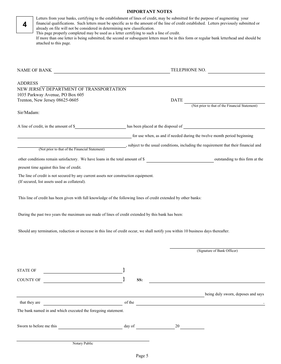 Form DC74A Contractors Financial and Equipment Statement Experience Questionnaire and Past Performance Record - New Jersey, Page 5