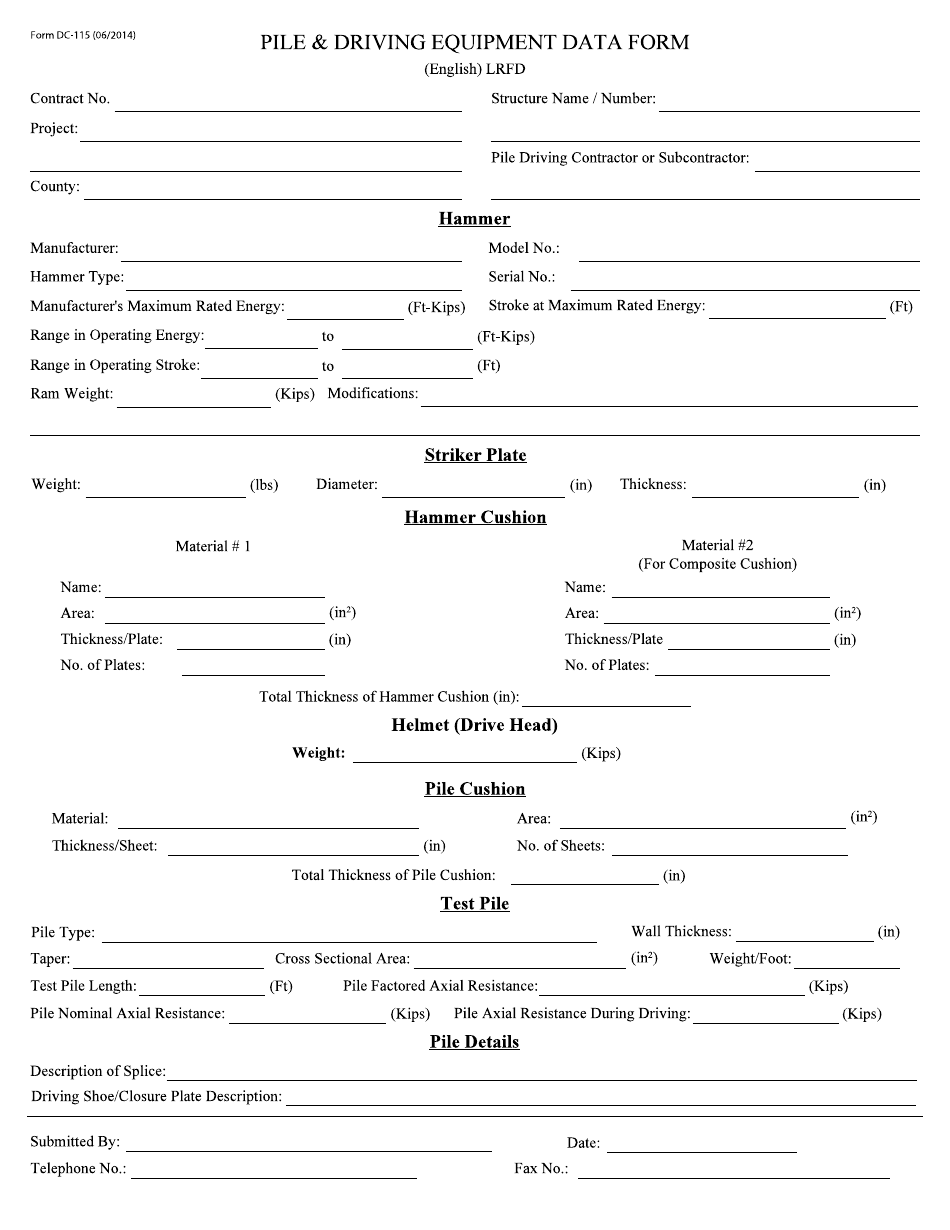 Form DC115 - Fill Out, Sign Online and Download Fillable PDF, New ...