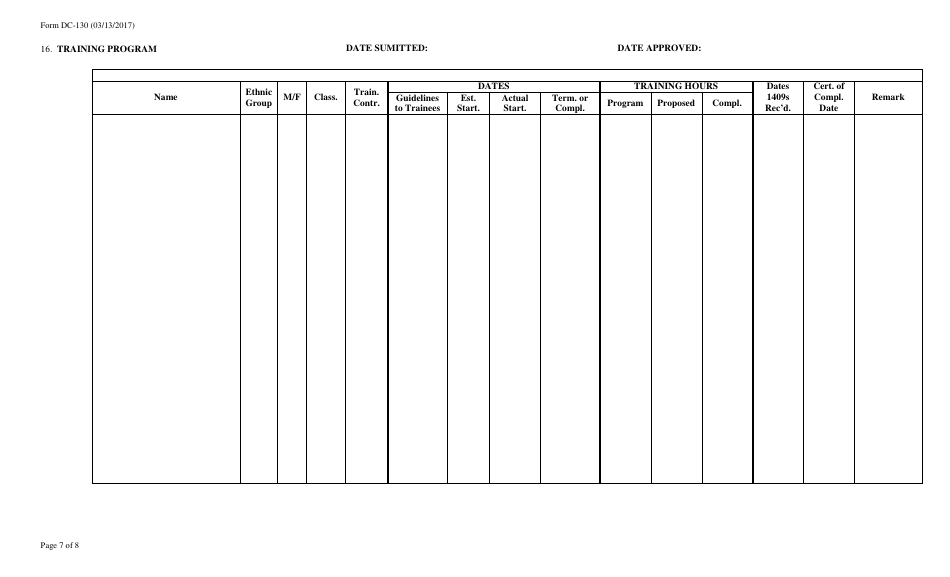 Form DC-130 Res EEO, on-The-Job Training and Dbe / Esbe and Sbe Checklist - New Jersey, Page 7