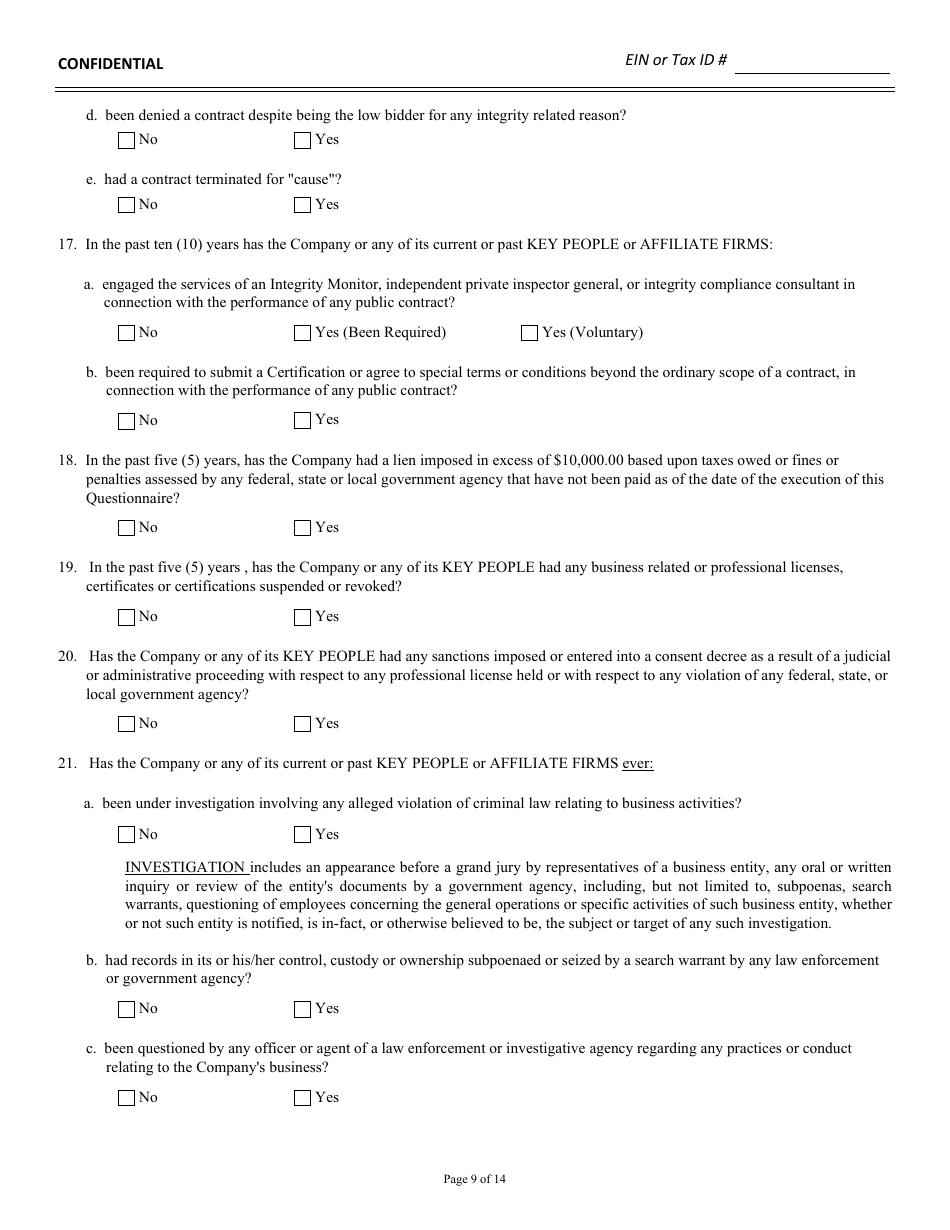 Background Qualification Questionnaire - New Jersey, Page 10