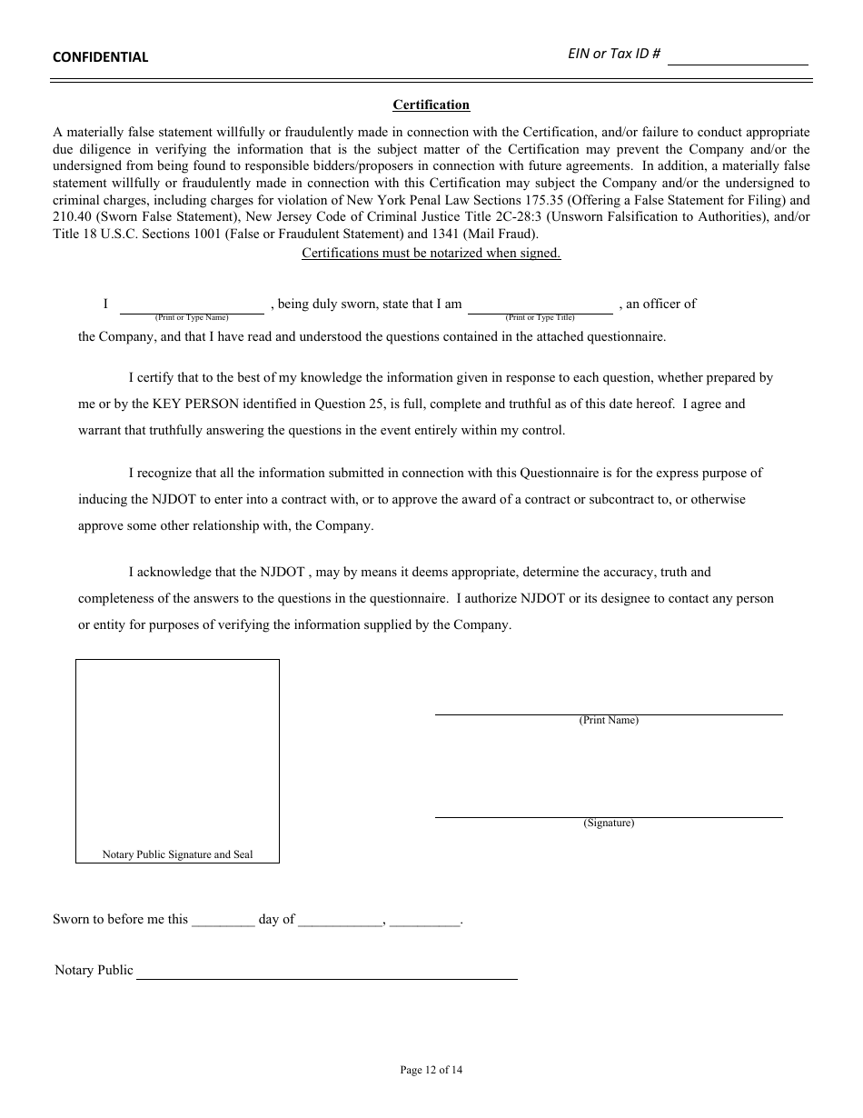 Background Qualification Questionnaire - New Jersey, Page 13