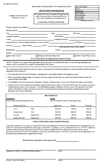 Form MT-39 A Application for Drainage - New Jersey