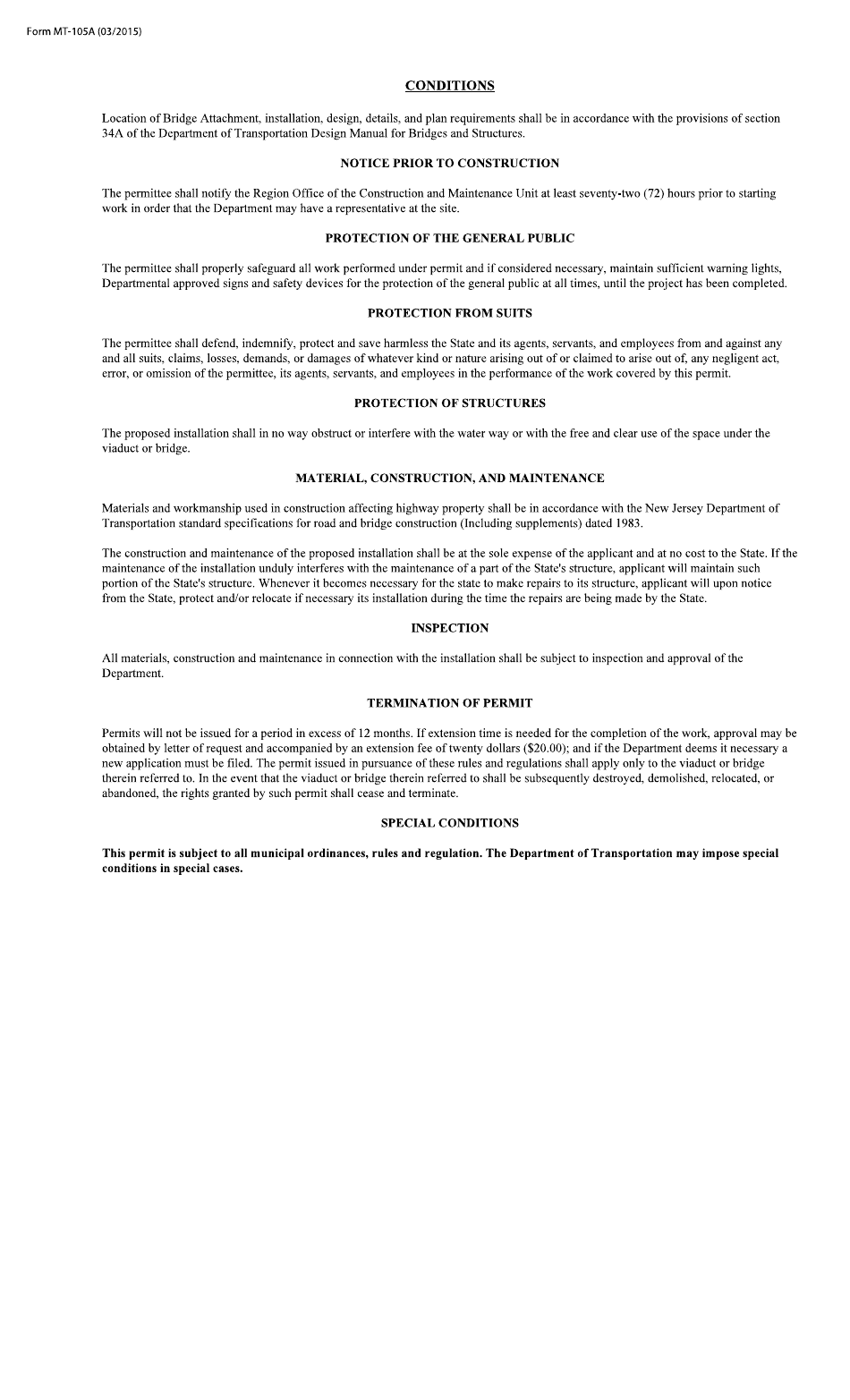 Form MT-105A Application for Bridge Attachment - New Jersey, Page 2