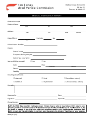 Form MR-4 &quot;Medical Emergency Report&quot; - New Jersey