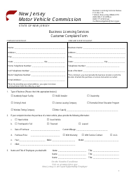 Form BLS-161 Business Licensing Services Customer Complaint Form - New Jersey