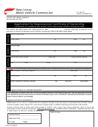 Document preview: Form OS/SS-57 Application for Repossession Certificate of Ownership - New Jersey